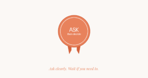 Coral badge reading ASK, then decide