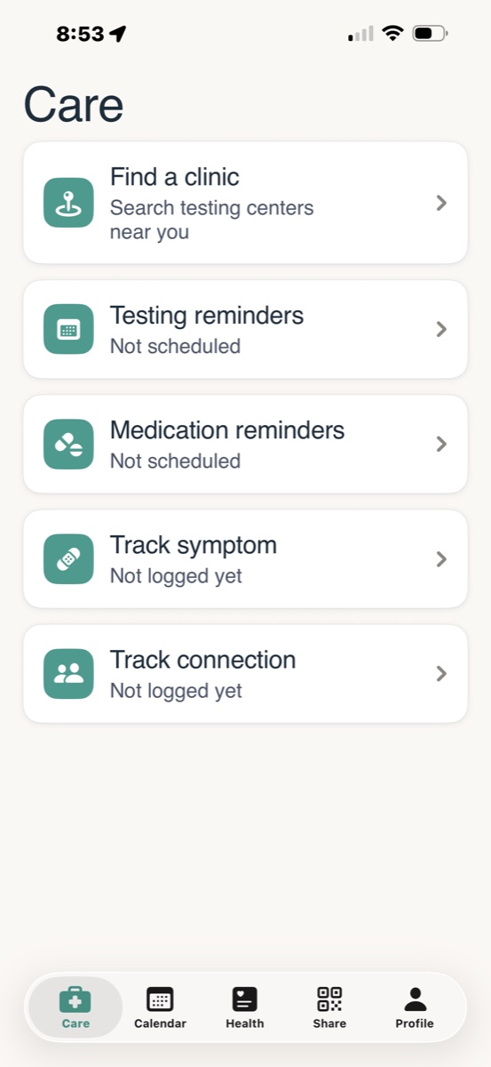 Care home screen